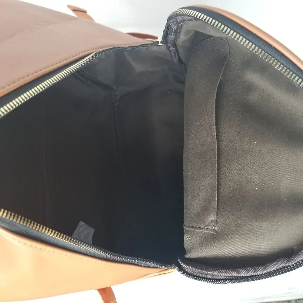 Brown and Khaki Large Square Backpack Purse